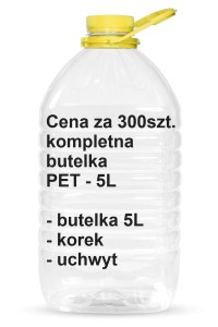 Butelka PET 5L z korkiem i uchwytem 300 szt. 