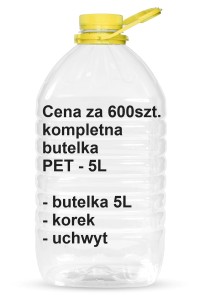 Butelka PET 5L z korkiem i uchwytem 600 szt.